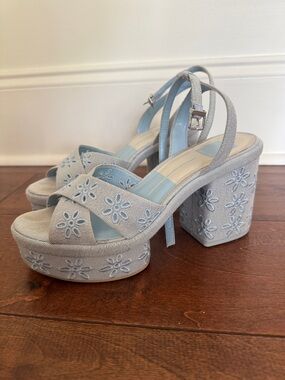 Women’s Dolce Vita Blue Embroidered Platform Sandals